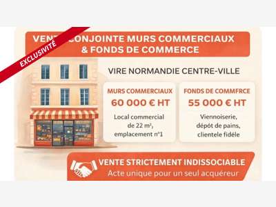 Vente FDC et murs commerciaux 25m² Viré Normandie