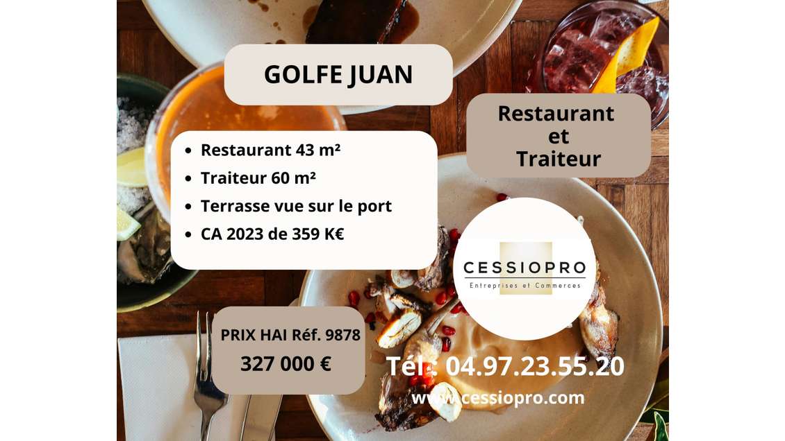 Vente restaurant traiteur terrasse à Golfe Juan