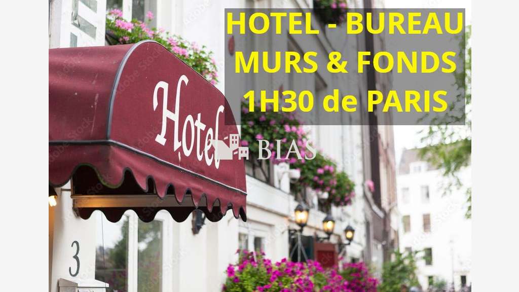 Hôtel bureau à vendre murs & fonds à 1h30 de Paris