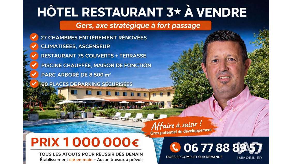 Vente hôtel restaurant *** à Fleurance
