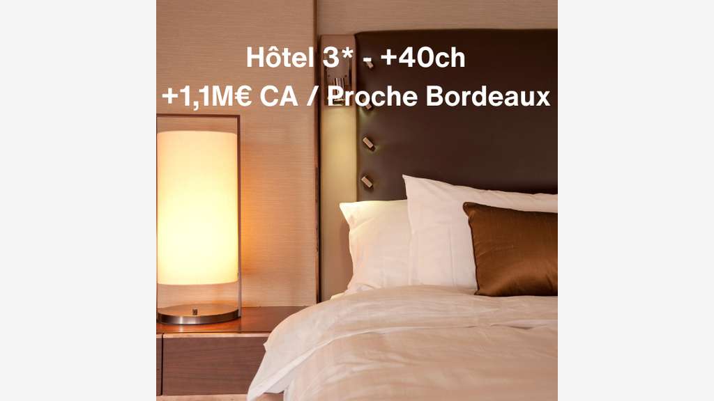 AVhôtel 3*+40 ch 1,2M€ CA Murs&fonds Gironde