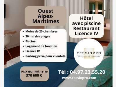 A vendre hôtel-restaurant avec piscine 30mn Cannes