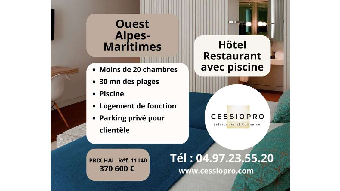 À Vendre Hôtel-Restaurant avec Piscine Moins d