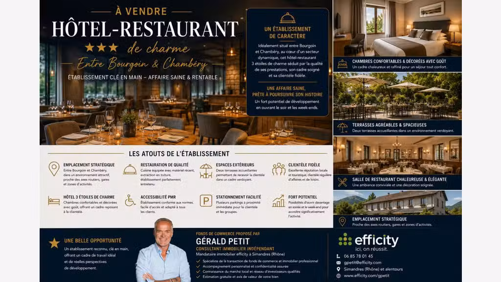 Vente hôtel restaurant *** en Isère