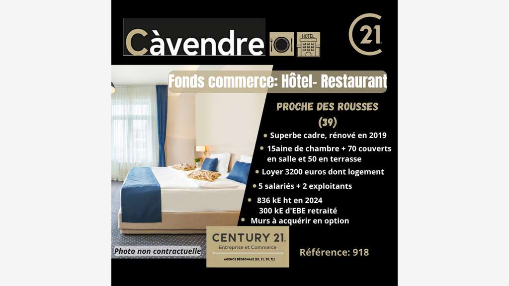 Cède hôtel restaurant de qualité dans le Haut Jura