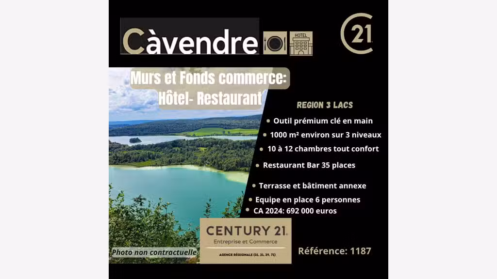 Vente hôtel restaurant région des lacs du Jura