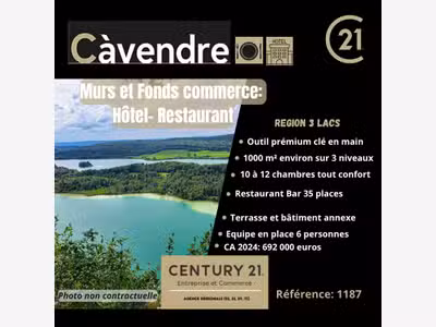 Vente hôtel restaurant région des lacs du Jura
