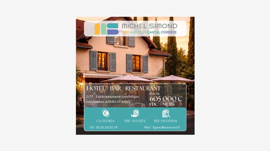 AV hôtel bar restaurant murs et fonds dans le Lot