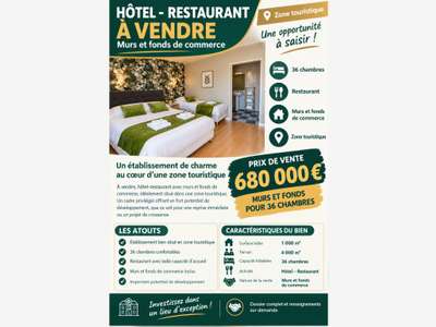 Vente hôtel restaurant 35 N° murs et fonds Vendée