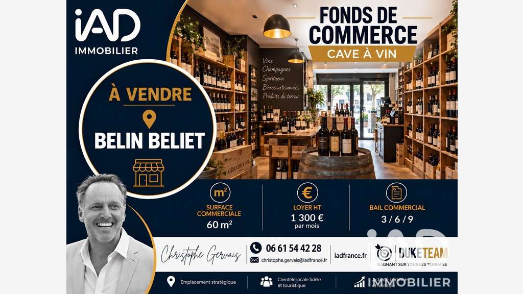 Cession FDC cave à vin 60m² empl strat Sud Gironde