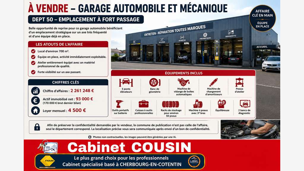 Vente garage automobile carosserie à Carentan