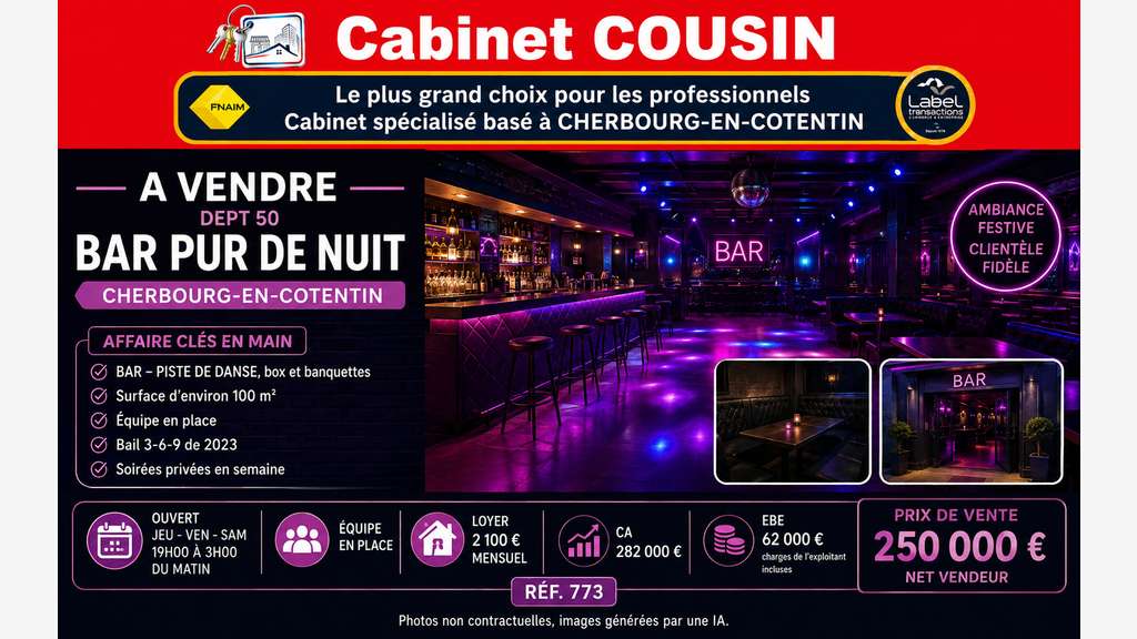Vente bar pur de nuit sur Cherbourg Octeville