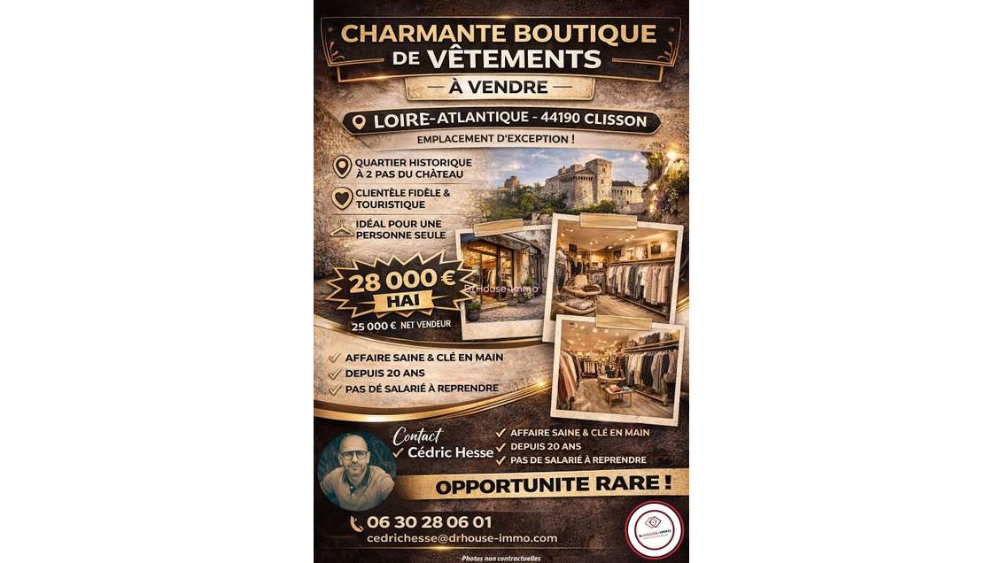 À vendre FDC de vêtements à Clisson prox château