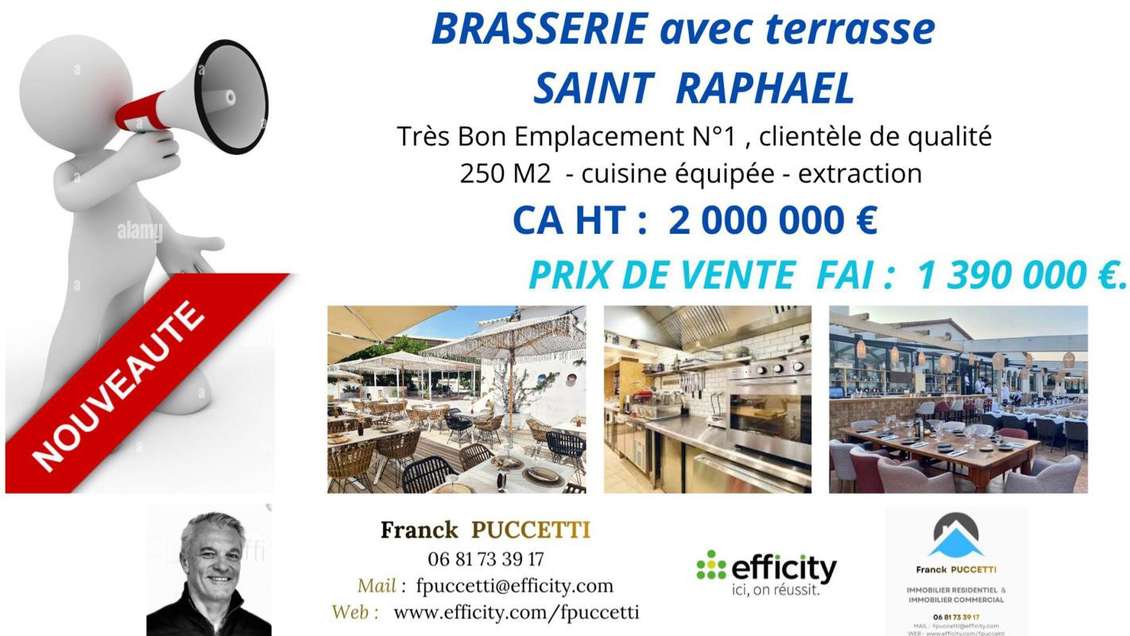 Vente brasserie restaurant terrasse à St Raphaël