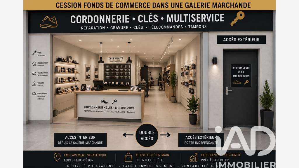 Cession fonds cordonnerie 50m² Laval empl premium