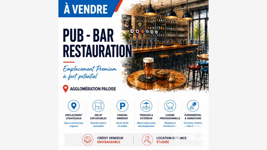 Vente bar pub en zone commerciale à Lescar