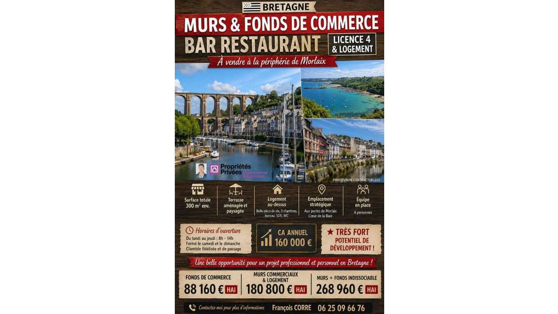 AV murs et fonds restaurant Lic IV près de Morlaix