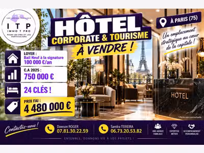AV magnifique hôtel corporate et tourisme à Paris