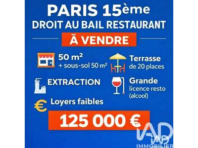 Vente Restaurant à Paris 15e