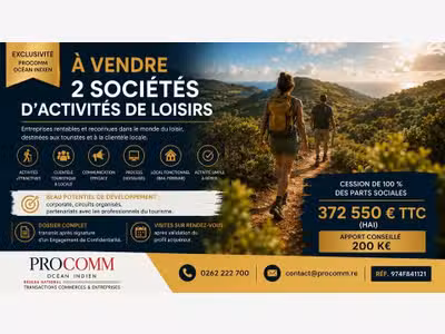 Vente société de loisirs à Saint Pierre la Réunion