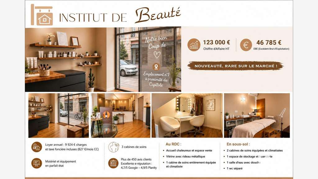 Vente institut de beauté de référence à Toulouse