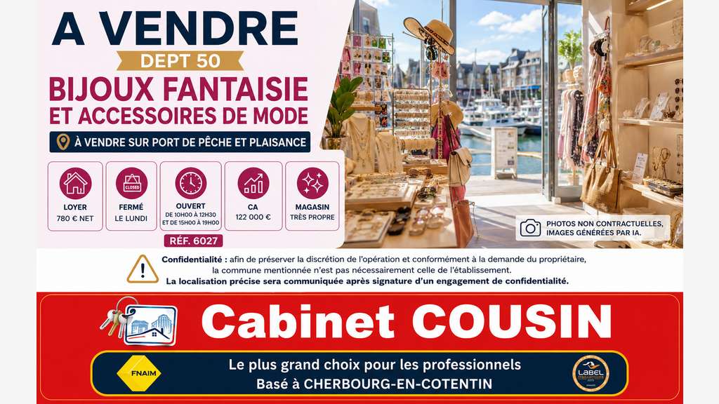Vente bimbeloterie bijouterie fantaisie en Manche