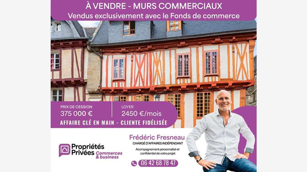 Vente murs et fdc crêperie logement Vannes centre