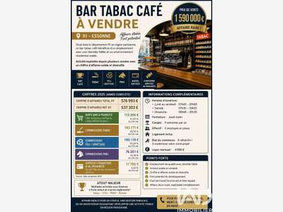 Cède bar tabac café clé en main à Viry-Châtillon