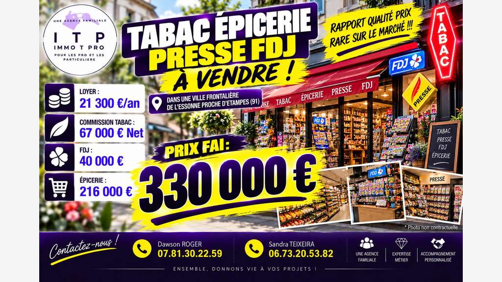 Vente beau FDC tabac épicerie presse FDJ à Etampes