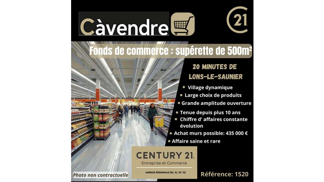 Vente superette proche de Lons Le Saunier