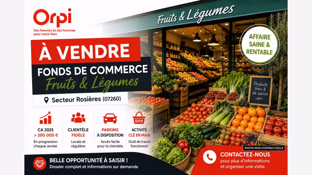 Fonds de commerce primeur – secteur Rosières 07260