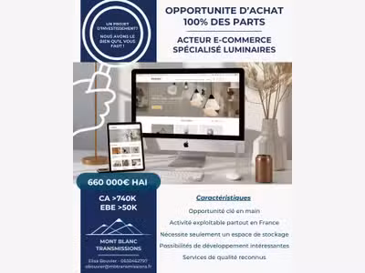 100% des parts Acteur e-commerce luminaires design