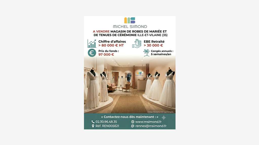 Vente magasin de vêtements de cérémonies dept 35