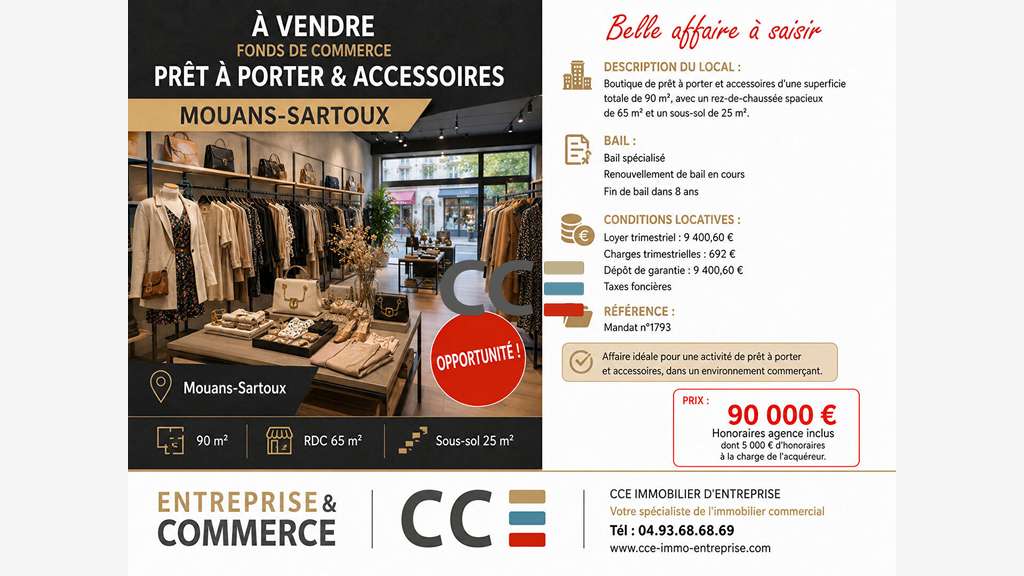 Vente FDC prêt à porter à Mouans Sartoux
