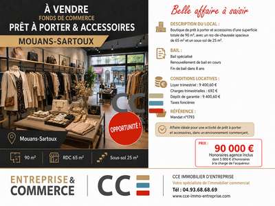 Vente FDC prêt à porter à Mouans Sartoux