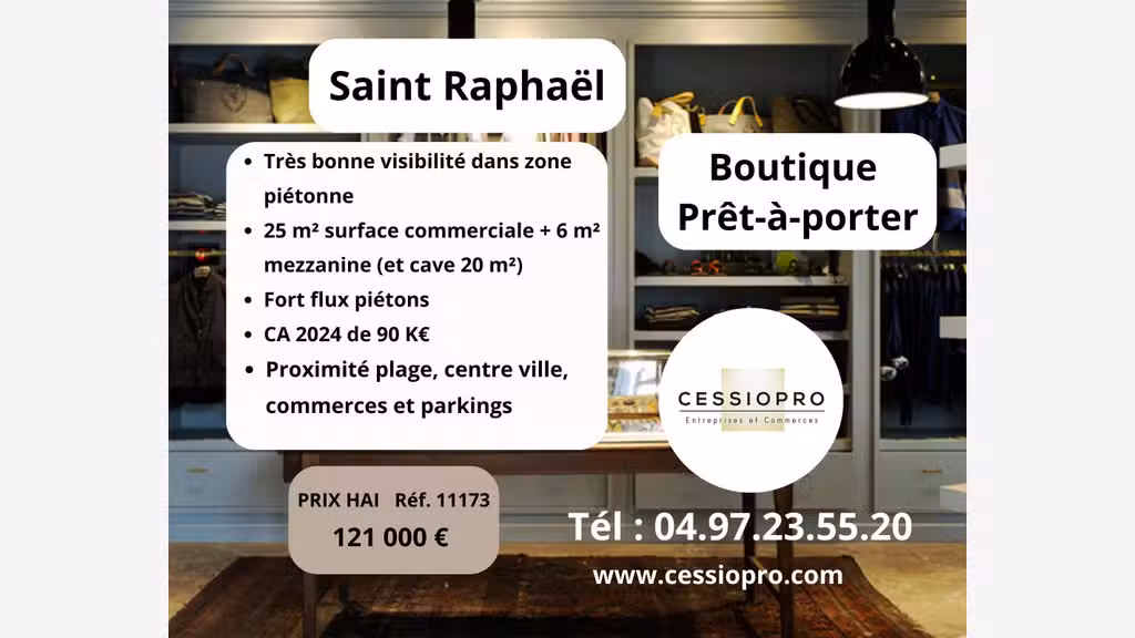 A vendre FDC prêt à porter de 45m² à St Raphaël