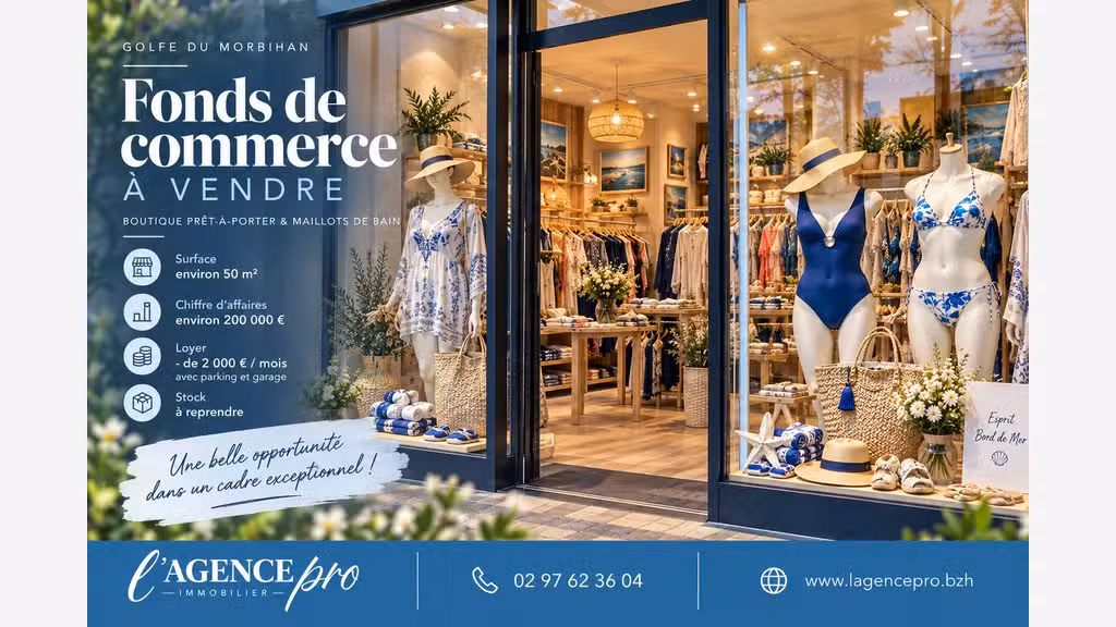 Vente fonds de commerce lingerie golfe du Morbihan