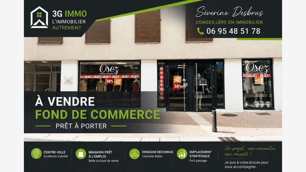 Vente FDC Prêt à porter en centre ville de Vinay