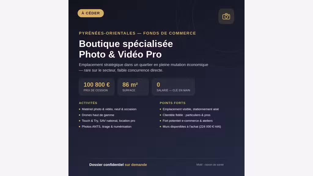 Commerce photo/vidéo affilié à un réseau national