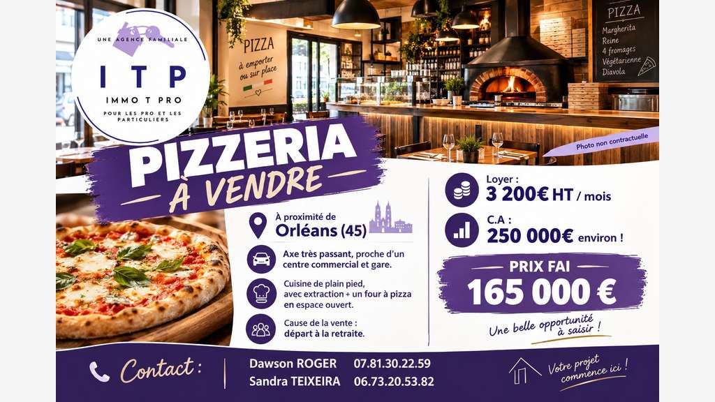Vente belle pizzeria très grande ville du Loiret