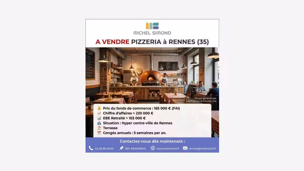 Vente pizzeria en hyper centre-ville de Rennes