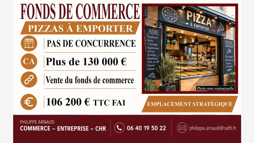 Vente pizzeria à emporter sur Challans