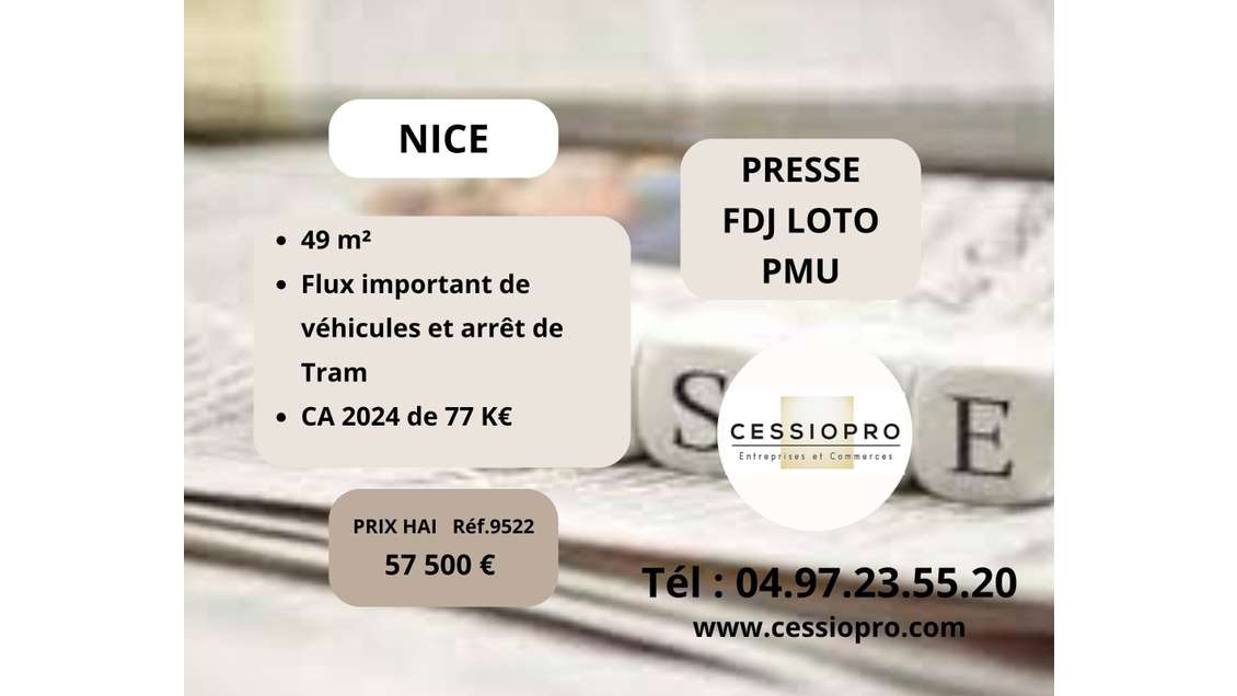 Vente presse FDJ loto PMU artère passante Nice  