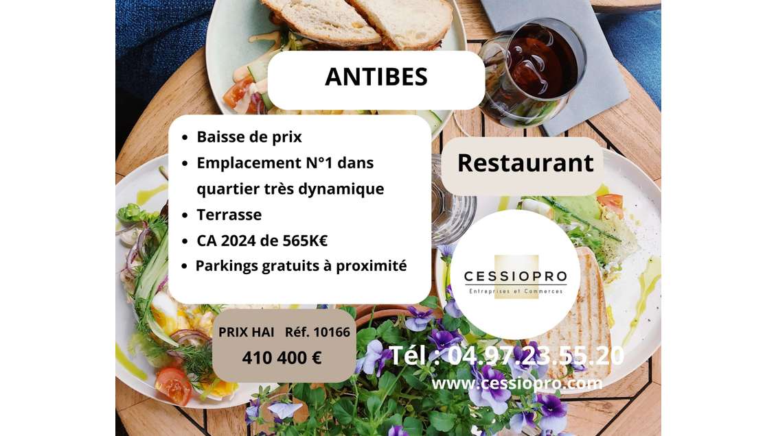 A vendre restaurant à Antibes emplacement n°1