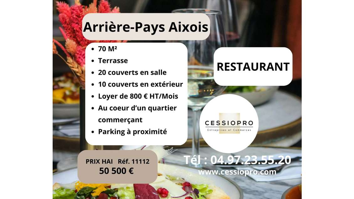 Vente restaurant 30 couverts à Aix en Provence