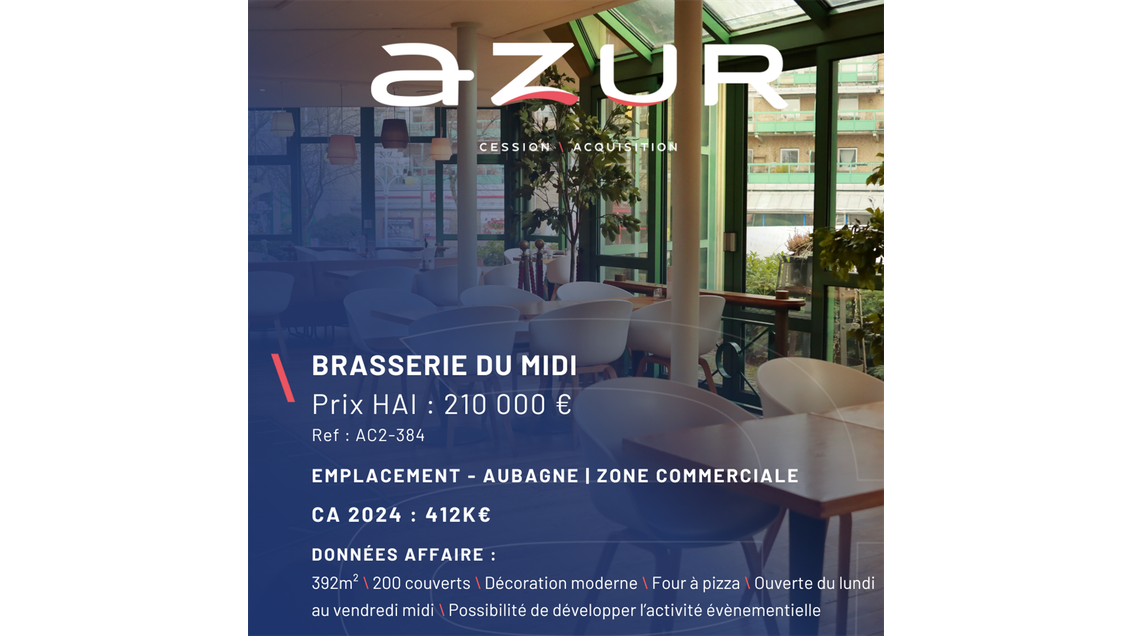 VENTE Brasserie du midi en zone commerciale