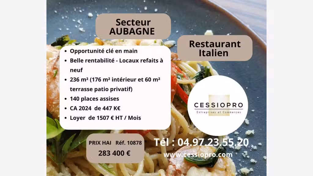 AV restaurant italien avec patio privatif Aubagne