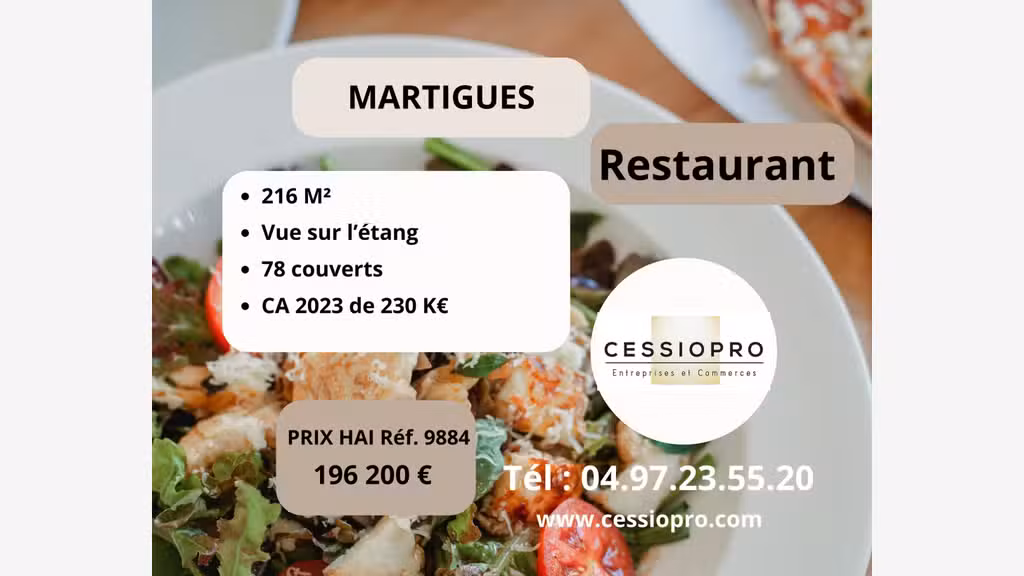 Vente restaurant vue sur l'etang Martigues centre