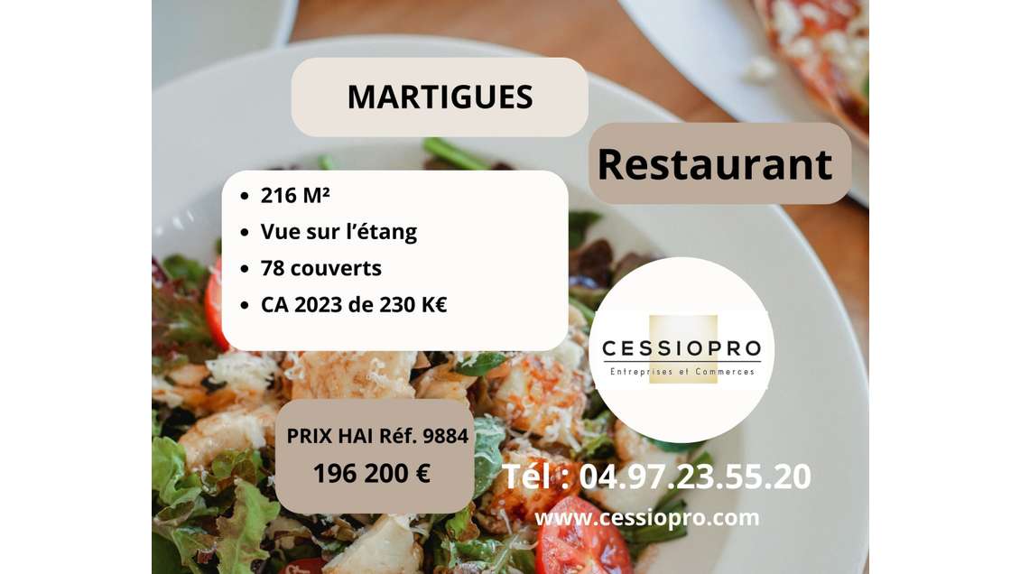 Vente restaurant vue sur l'etang Martigues centre