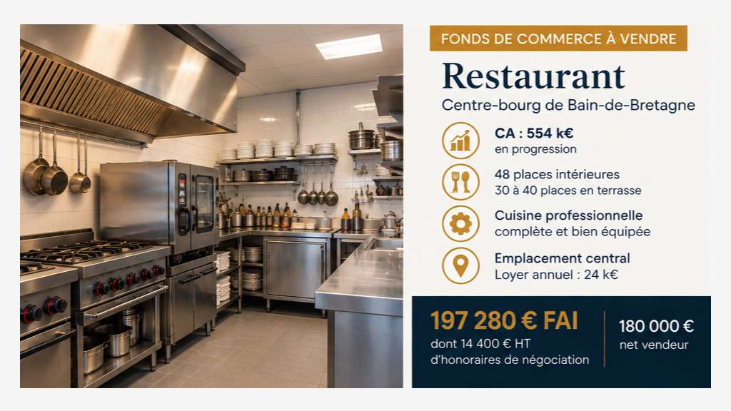 Vente restaurant à Bain-de-Bretagne centre